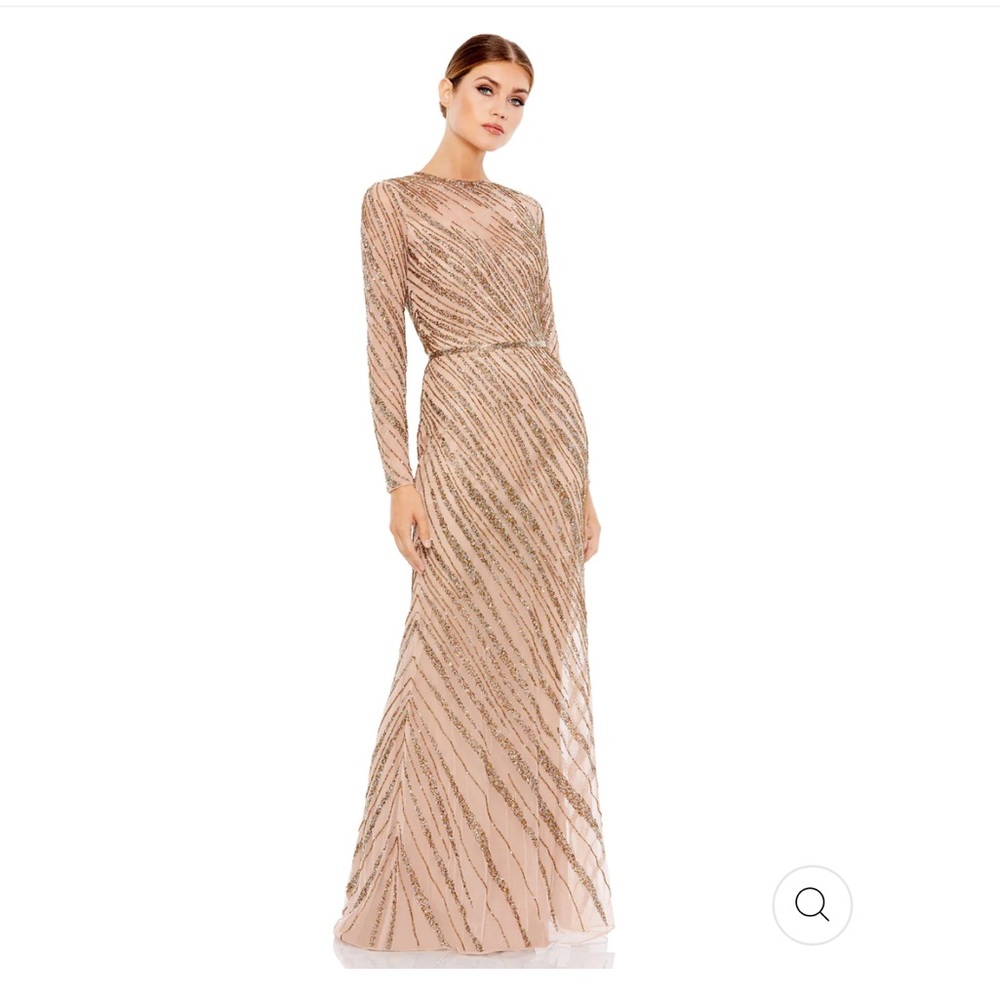 ✨FLASH SALE✨mac duggal sequined mocha colored gown size 16